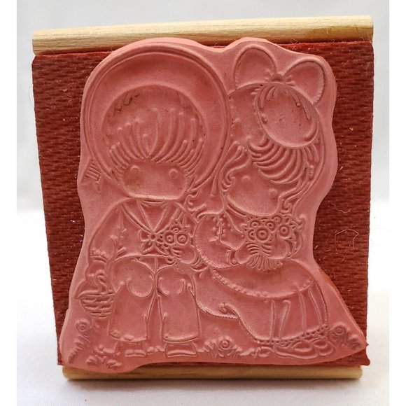 BEST FRIENDS Rubber Stamp craft BOY & GIRL ON BENCH Kidstamps JOAN WALSH ANGLUND - Picture 2 of 6